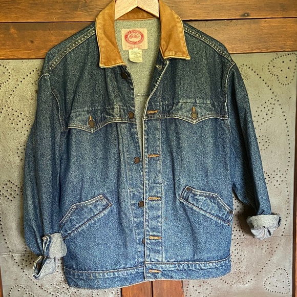 Vintage the Australian Outback collection denim leather jacket small runs big - Picture 1 of 12